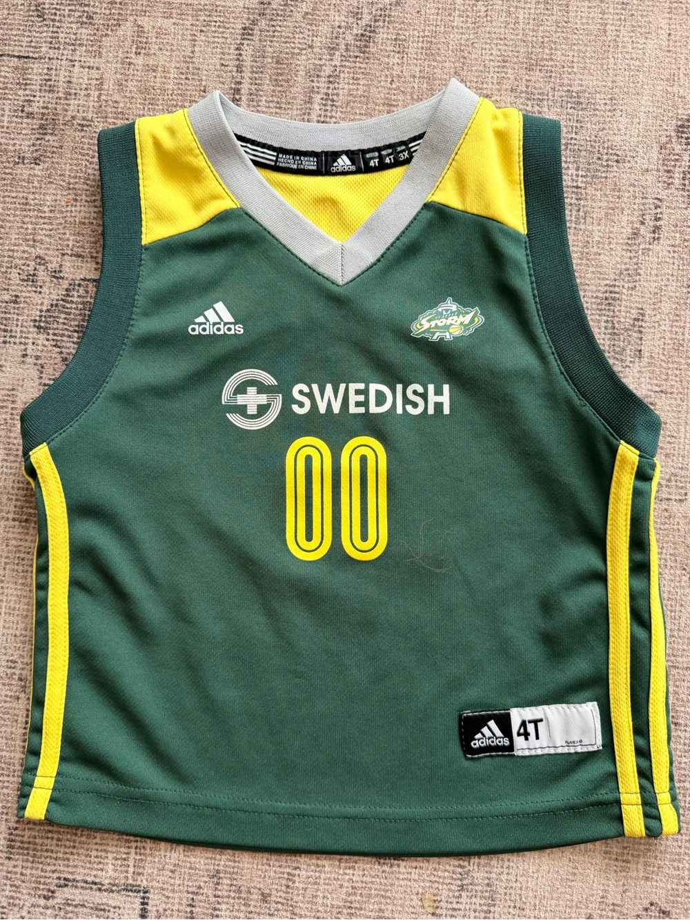 adidas Kids Green & Yellow Seattle Storm Jersey - Youth 4T WNBA